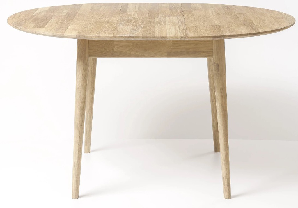 NordicStory Mesa de comedor redonda y extensible de madera maciza de roble &quot;Escandi 6&quot; 93-123 x 93 x 75 cm.