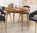 NordicStory Mesa de comedor redonda y extensible de madera maciza de roble &quot;Escandi 5&quot; 110-145 x 110 x 75 cm.