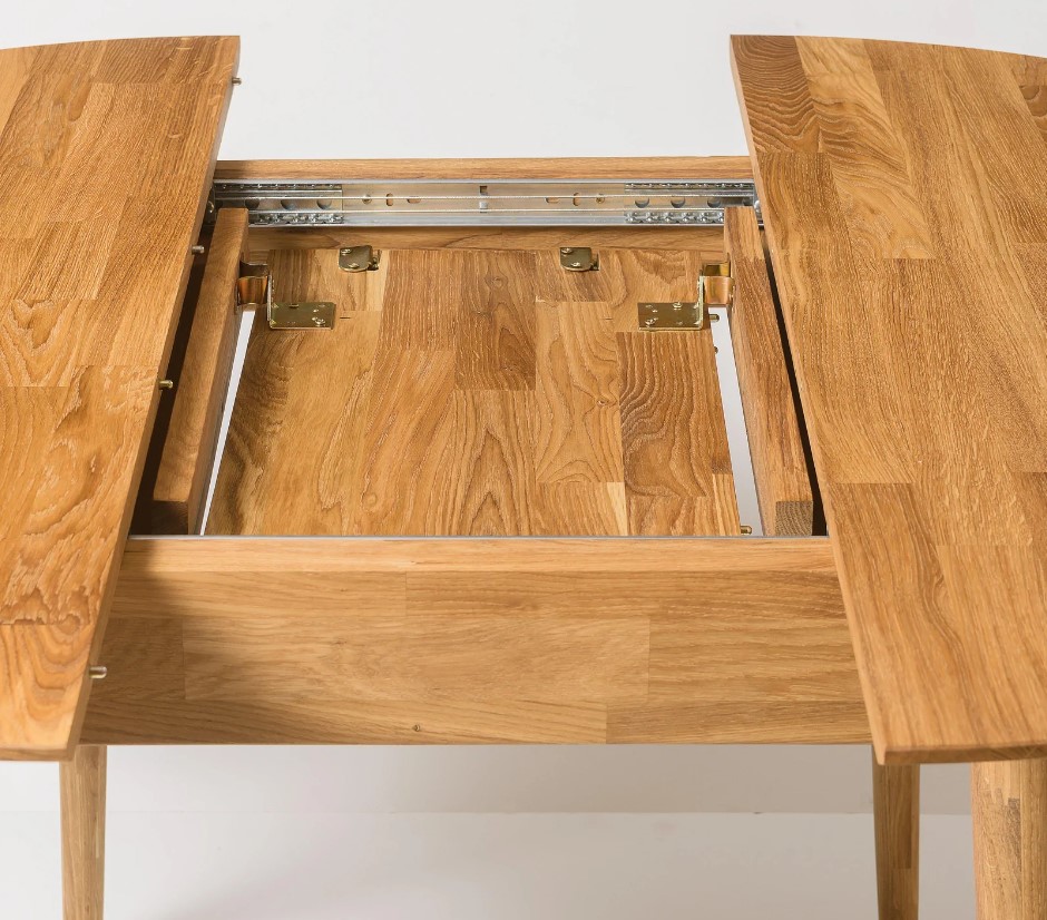 NordicStory Mesa de comedor redonda y extensible de madera maciza de roble &quot;Escandi 5&quot; 110-145 x 110 x 75 cm.