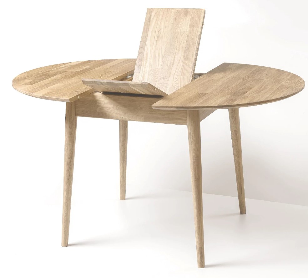 NordicStory Mesa de comedor redonda y extensible de madera maciza de roble &quot;Escandi 5&quot; 110-145 x 110 x 75 cm.