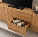 NordicStory Mueble de TV de madera maciza de roble &quot;Wardi&quot; 220 x 40 x 65 cm.