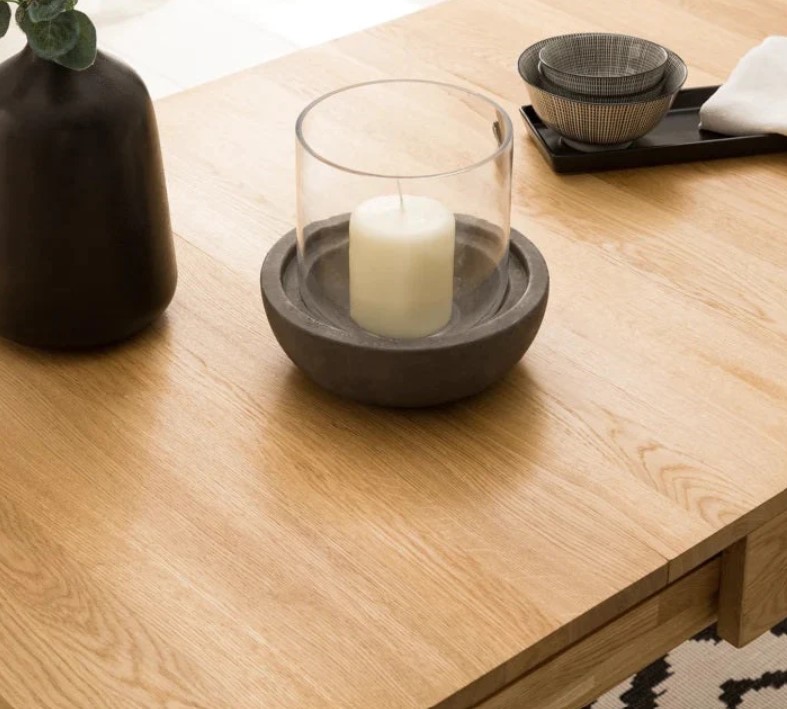 NordicStory Mesa extensible de comedor de madera maciza de roble &quot;Marsi&quot; 85-125 x 80 x 75 cm.