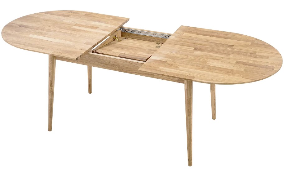 NordicStory Mesa de comedor ovalada y extensible de madera maciza de roble &quot;Escandi 2&quot;