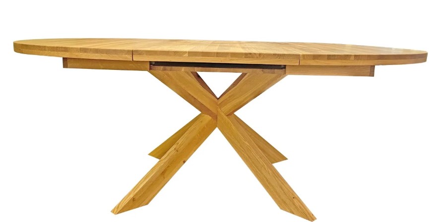 NordicStory Mesa de comedor redonda y extensible de madera maciza de roble &quot;Holger&quot; 140-190 x 140 x 76cm.