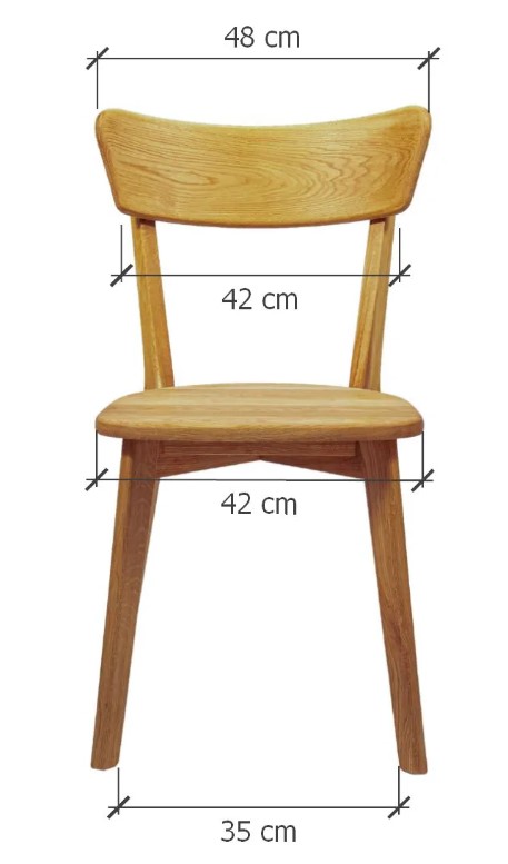 NordicStory Pack de 4 Sillas de Comedor de Madera Maciza de Roble Diana