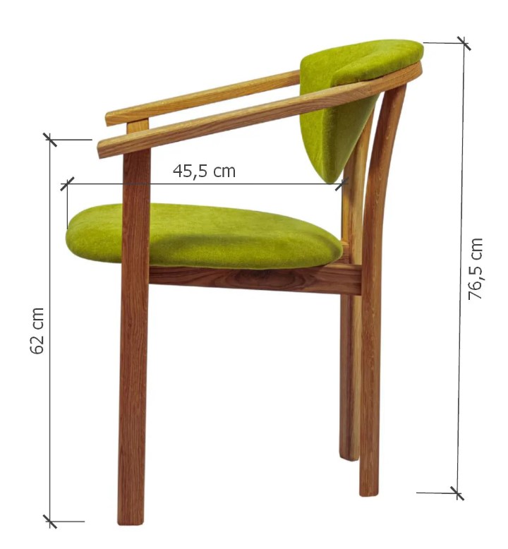 NordicStory Pack de 4 Sillas de Comedor Alexis, Estructura de Madera Maciza de Roble, Tapizado en Color Verde Vida