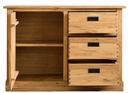 NordicStory Aparador Comoda rustica de madera maciza de roble &quot;Provance 1x3&quot; 121 x 48 x 84,5 cm.