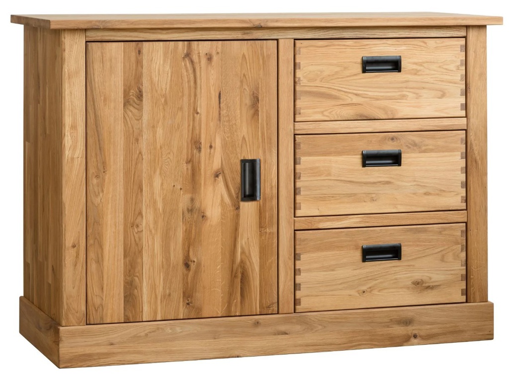 NordicStory Aparador Comoda rustica de madera maciza de roble &quot;Provance 1x3&quot; 121 x 48 x 84,5 cm.