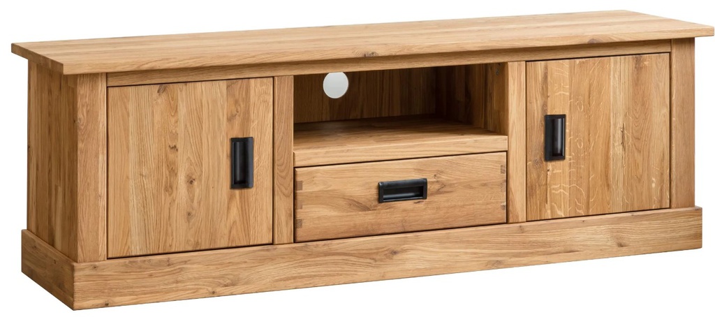 NordicStory Mueble de TV rustico de madera maciza de roble &quot;Provance 1&quot; 145 x 42 x 48 cm.