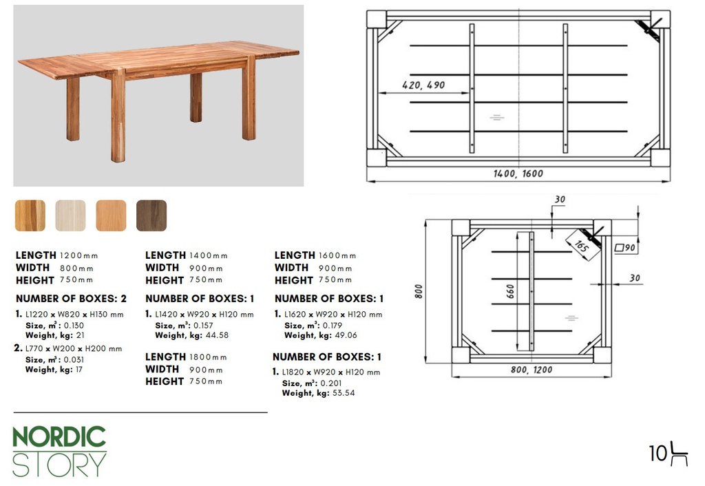 NordicStory Mesa extensible de comedor de madera maciza de roble &quot;Mauritz 1&quot;