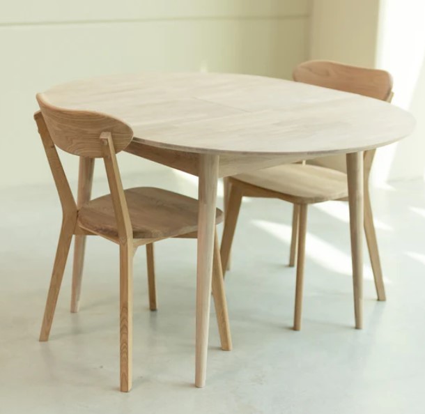 NordicStory Mesa de comedor redonda y extensible de madera maciza de roble &quot;Escandi 3&quot;