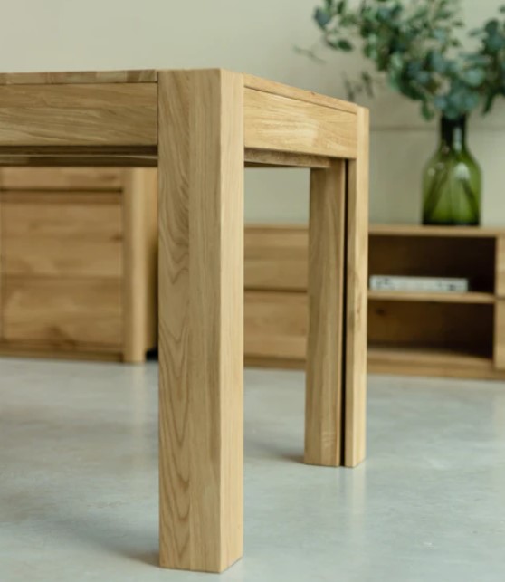 NordicStory Mesa extensible de comedor de madera maciza de roble &quot;XL&quot; 160-280 x 90 x 75 cm.