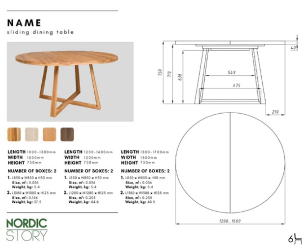 NordicStory Mesa extensible de comedor de madera maciza de roble &quot;Moby&quot;