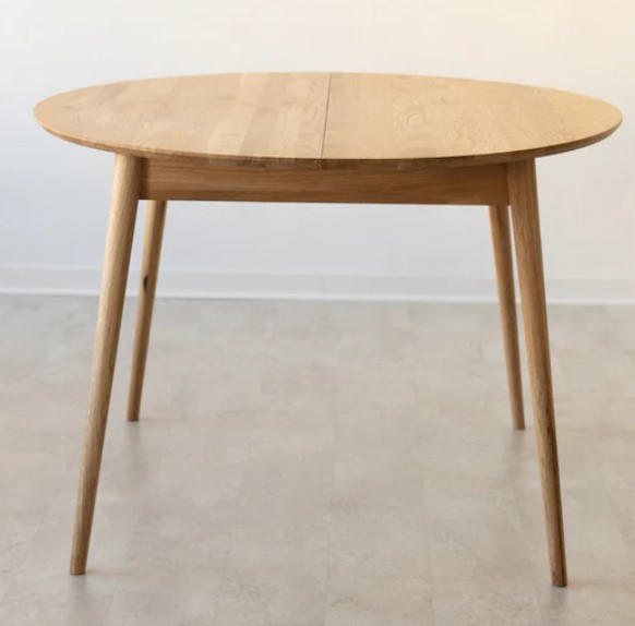 NordicStory Mesa extensible de comedor de madera maciza de roble &quot;Escandi 4&quot; 120-155 x 120 x 75 cm.