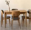 NordicStory Pack de Sillas de Comedor Varde, Estructura de Madera Maciza de Roble, Tapizado