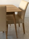 NordicStory Pack de Sillas de Comedor Malaga, Estructura de Madera Maciza de Roble, Tapizado en Color Beige