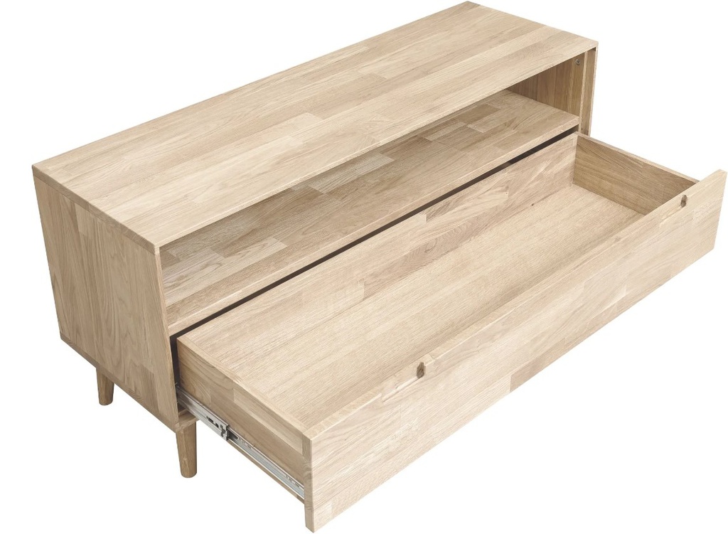 NordicStory Mueble de TV de madera maciza de roble &quot;Escandi 2&quot; 120 x 39 x 53,5 cm.