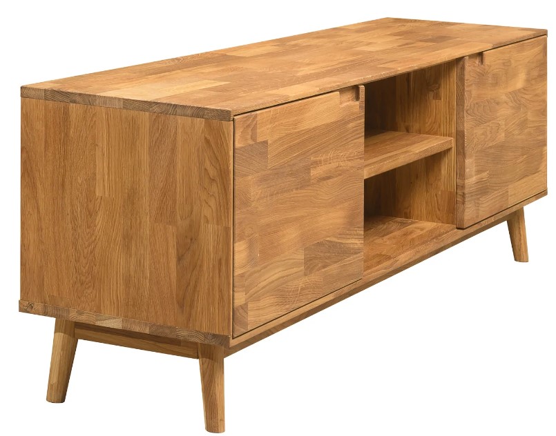 NordicStory Mueble de TV de madera maciza de roble &quot;Escandi&quot; 180 x 39 x 54 cm.