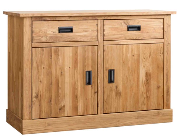 NordicStory Aparador Comoda rustica de madera maciza de roble &quot;Provance 2x2&quot; 123 x 48 x 84,5 cm.