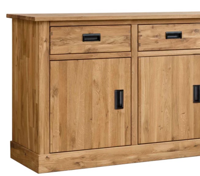 NordicStory Aparador Comoda rustica de madera maciza de roble &quot;Provance 3x3&quot; 175 x 48 x 84,5 cm.