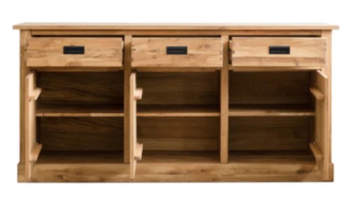 NordicStory Aparador Comoda rustica de madera maciza de roble &quot;Provance 3x3&quot; 175 x 48 x 84,5 cm.