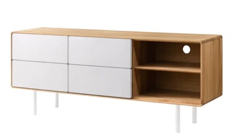 NordicStory Mueble de TV de madera maciza de roble Tokio 304