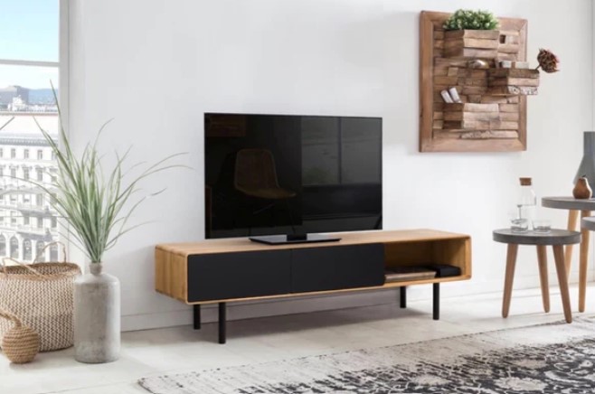 NordicStory Mueble de TV de madera maciza de roble Tokio 302