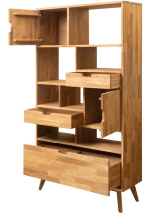 NordicStory Estanteria Libreria de madera maciza de roble &quot;Escandi 3&quot; 100 x 35 x 182.4 cm.