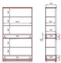 NordicStory Libreria Estanteria de pared con 2 cajones de madera maciza de roble &quot;Elsa 2&quot; 108 x 40 x 201,5 cm.