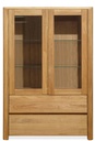 NordicStory Vitrina Armario con cristal de madera maciza de roble &quot;Elsa&quot; 90 x 44 x 132,4 cm.