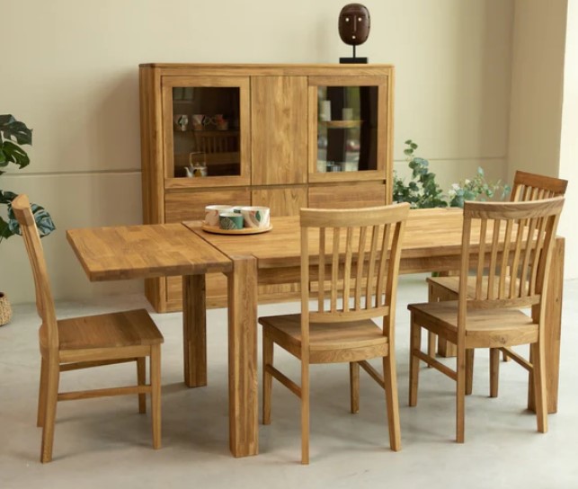 NordicStory Mesa extensible de comedor de madera maciza de roble &quot;Mauritz 1&quot;