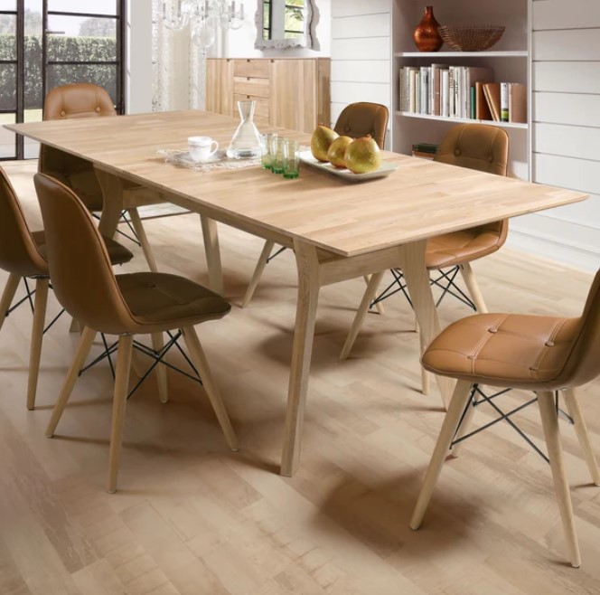 NordicStory Mesa extensible de comedor de madera maciza de roble &quot;Harold&quot;