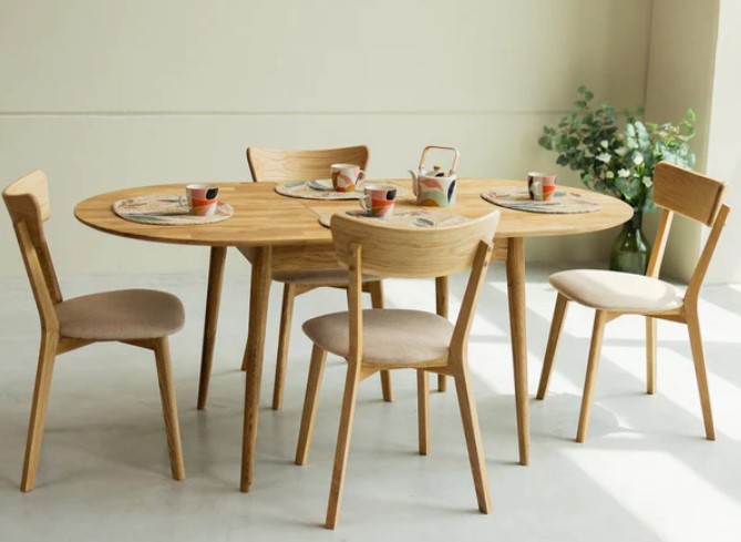 NordicStory Mesa de comedor ovalada y extensible de madera maciza de roble &quot;Escandi 2&quot;