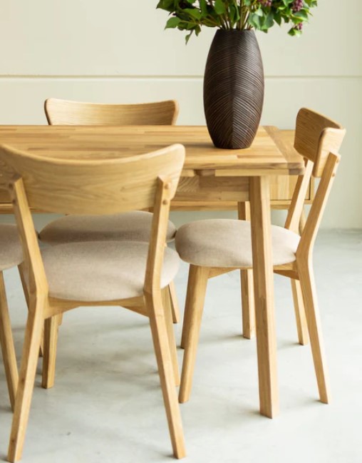 NordicStory Mesa extensible de comedor de madera maciza de roble &quot;Mini 1&quot; 110-170 x 65 x 77 (75) cm.