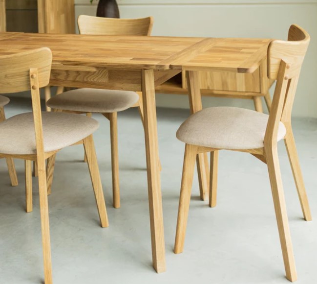 NordicStory Mesa extensible de comedor de madera maciza de roble &quot;Mini 1&quot; 110-170 x 65 x 77 (75) cm.