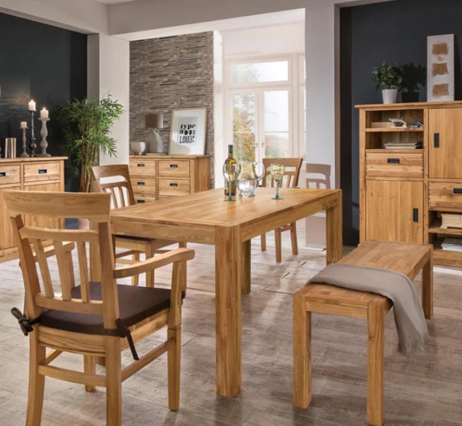 NordicStory Mesa de comedor extensible rustica de madera maciza de roble &quot;Provance&quot;