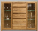 NordicStory Vitrina de madera maciza de roble &quot;Elsa 4&quot; 160,4 x 44 x 125,8 cm.