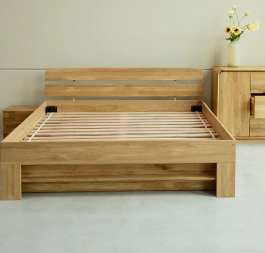 NordicStory Cama con almacenaje de madera maciza de roble &quot;Uppsala&quot;