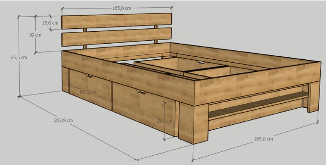 NordicStory Cama con almacenaje de madera maciza de roble &quot;Uppsala&quot;