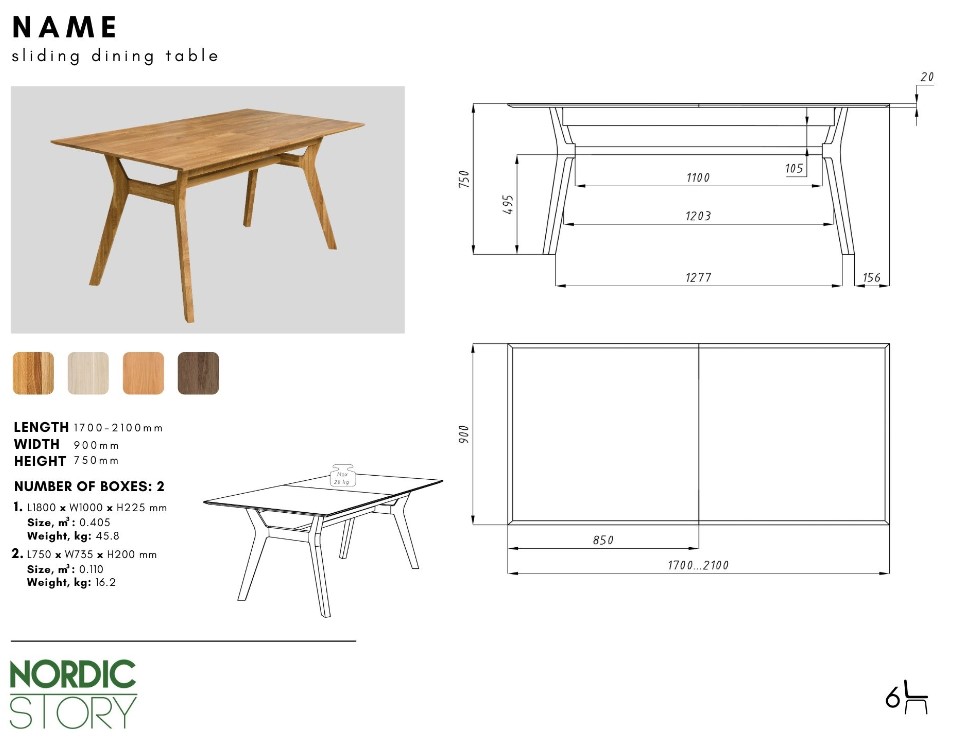 NordicStory Mesa extensible de comedor de madera maciza de roble &quot;Harold&quot;