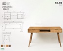 NordicStory Mesa escritorio de madera maciza de roble &quot;Escandi 5&quot; 140 x 55 x 75 cm.