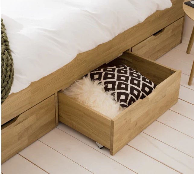 NordicStory Cama con almacenaje de madera maciza de roble &quot;Sofia&quot;