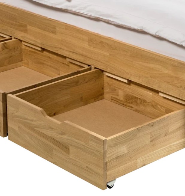 NordicStory Cama con almacenaje de madera maciza de roble &quot;Sofia&quot;