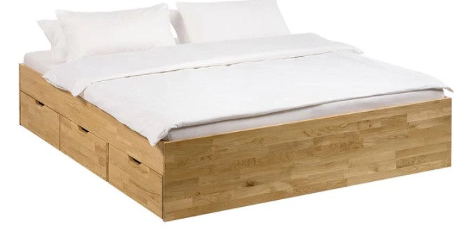 NordicStory Cama con almacenaje de madera maciza de roble &quot;Sofia&quot;