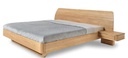 NordicStory Cama de madera maciza de roble &quot;Alina&quot; con cabezal y 2 mesitas de noche flotante