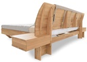 NordicStory Cama de madera maciza de roble &quot;Alina&quot; con cabezal y 2 mesitas de noche flotante