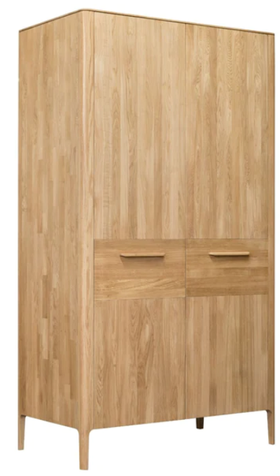 NordicStory Armario de madera maciza de roble &quot;Atlanta 2&quot; 120 x 60 x 210 cm.