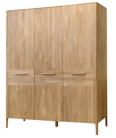 NordicStory Armario de madera maciza de roble &quot;Atlanta 3&quot; 173,9 x 60 x 210 cm.