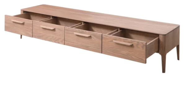 NordicStory Mueble de TV de madera maciza de roble &quot;Atlanta 4&quot; 200 x 46 x 38,8 cm.