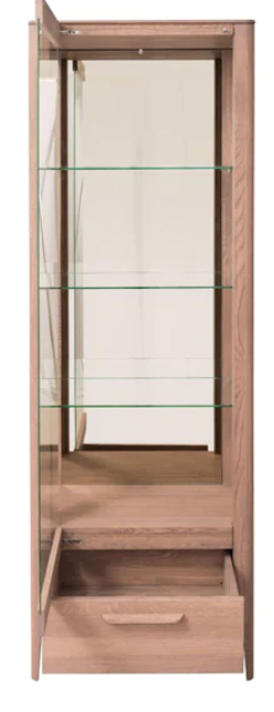 NordicStory Vitrina de madera maciza de roble &quot;Atlanta 1&quot; 64,8 x 46 x 190 cm.